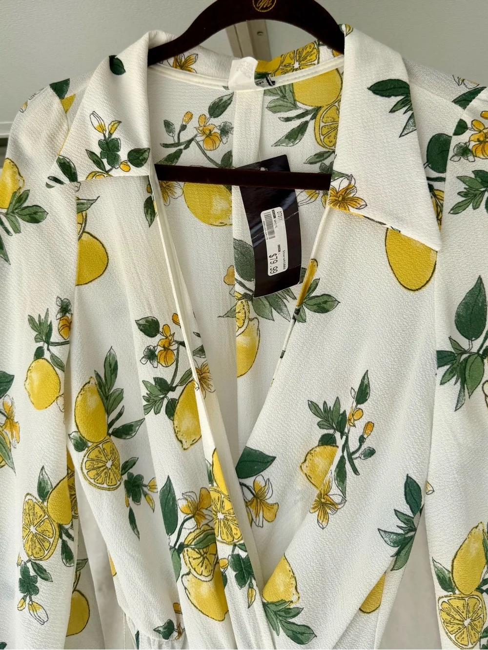 Lemon Print Faux Wrap Maxi Dress - Picture 3 of 13